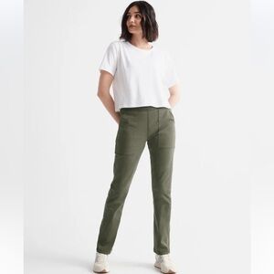 Du/er No Sweat Everyday Pant in Olive Green S Stretch Tech Athleisure Utility